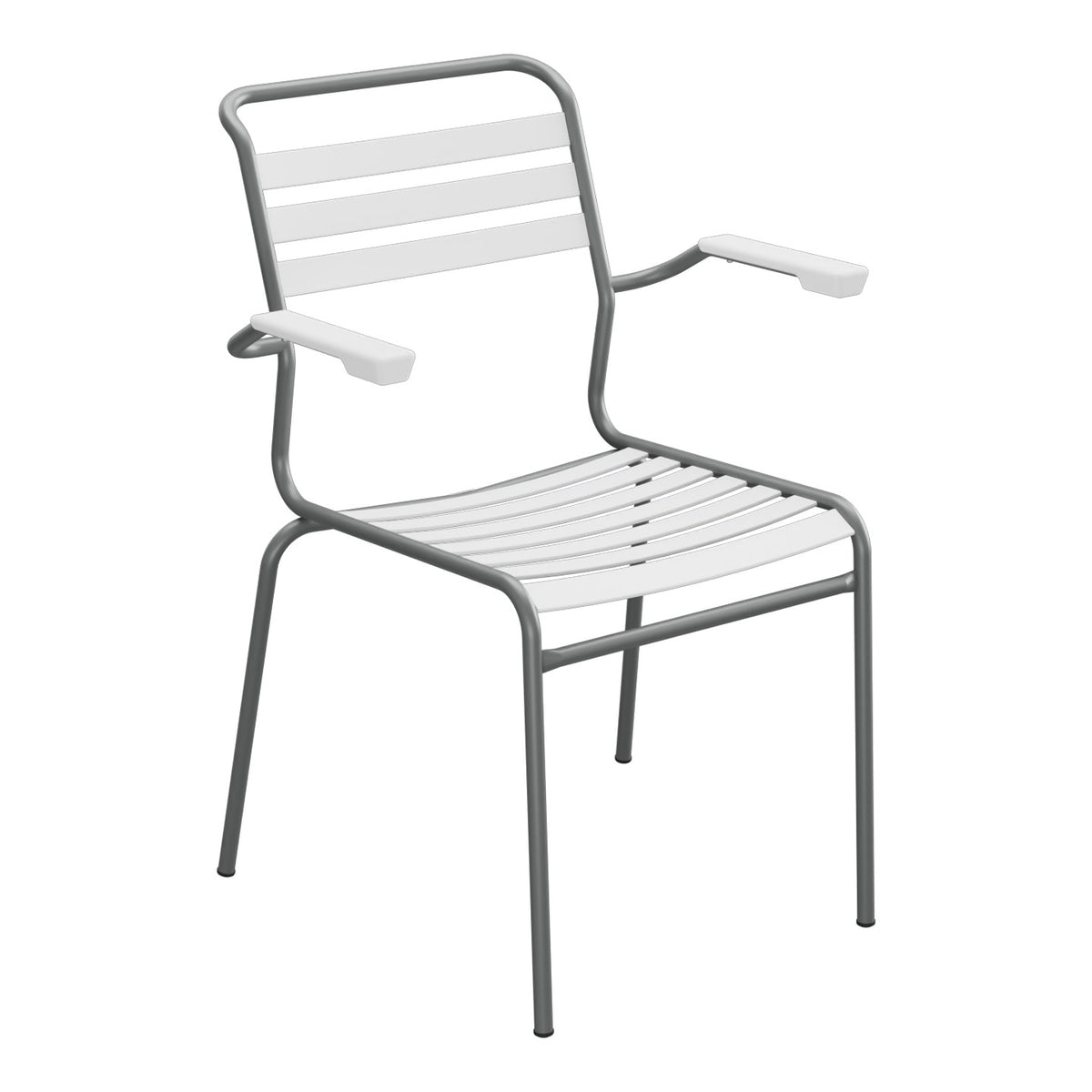 Schaffner Säntis Fauteuil à lattes – Blanc 90 / Graphite 73
