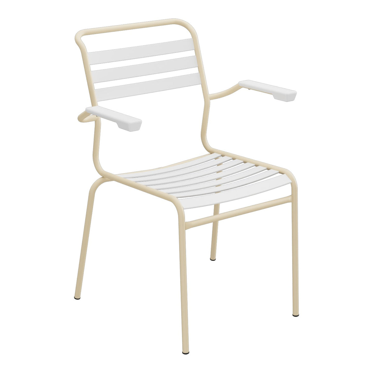 Schaffner Säntis Fauteuil à lattes – Blanc 90 / Marron Pastel 83