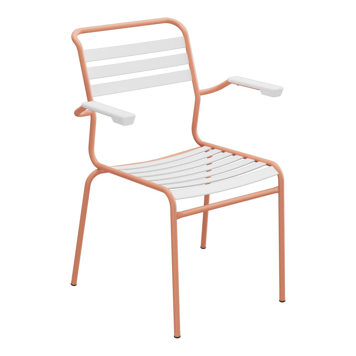 Schaffner Säntis Fauteuil à lattes – Blanc 90 / Terracotta 84