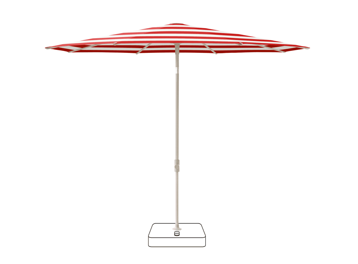 Glatz Parasol VITA Piana rond Cat.5 800 Red Stripe Gris soie
