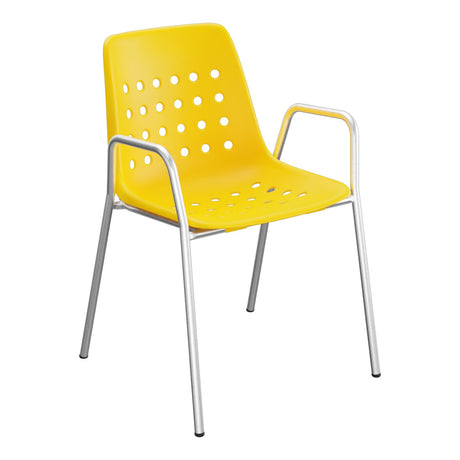 Schaffner Bermuda Fauteuil repas avec accoudoirs tubes ronds – Jaune 11 / Galvanisé à chaud 02