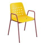 Schaffner Bermuda Fauteuil repas avec accoudoirs tubes ronds – Jaune 11 / Bordeaux 38