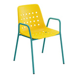 Schaffner Bermuda Fauteuil repas avec accoudoirs tubes ronds – Jaune 11 / Bleu Kali 56
