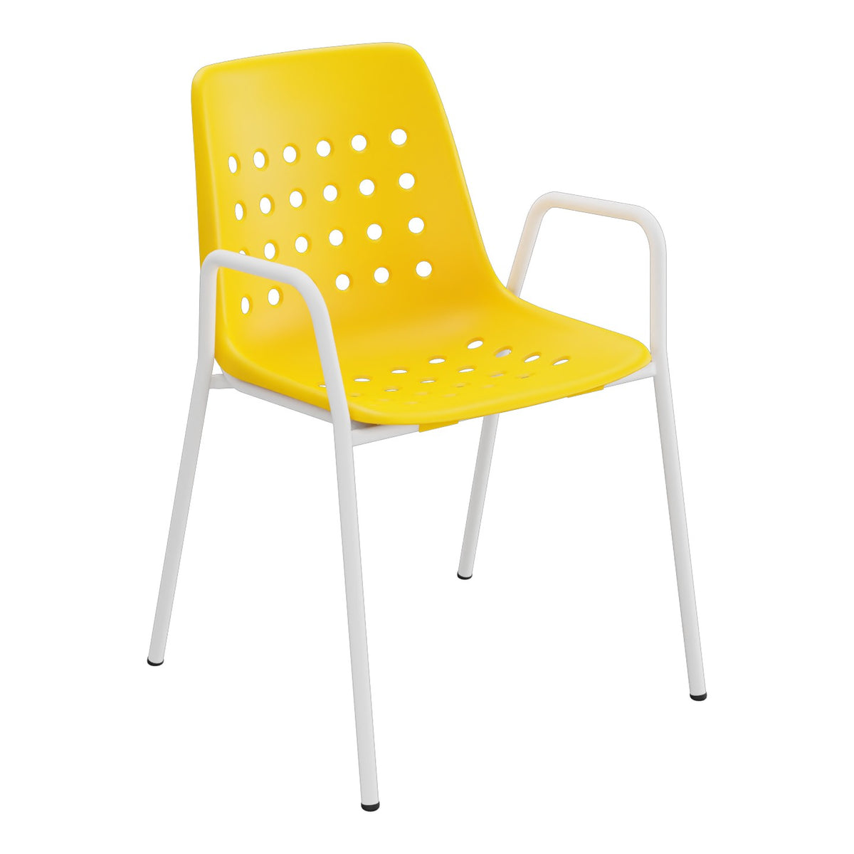 Schaffner Bermuda Fauteuil repas avec accoudoirs tubes ronds – Jaune 11 / Blanc 90