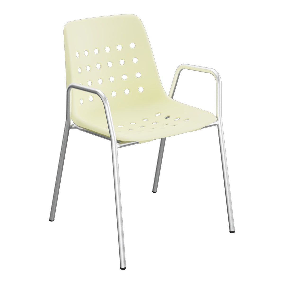 Schaffner Bermuda Fauteuil repas avec accoudoirs tubes ronds – Jaune Buis 18 / Galvanisé à chaud 02