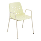 Schaffner Bermuda Fauteuil repas avec accoudoirs tubes ronds – Jaune Buis 18 / Sable Pastel 15