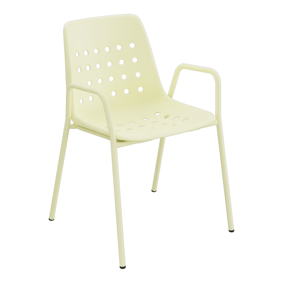Schaffner Bermuda Fauteuil repas avec accoudoirs tubes ronds – Jaune Buis 18 / Jaune Buis 18