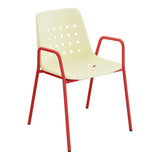 Schaffner Bermuda Fauteuil repas avec accoudoirs tubes ronds – Jaune Buis 18 / Rouge 30