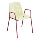 Schaffner Bermuda Fauteuil repas avec accoudoirs tubes ronds – Jaune Buis 18 / Bordeaux 38
