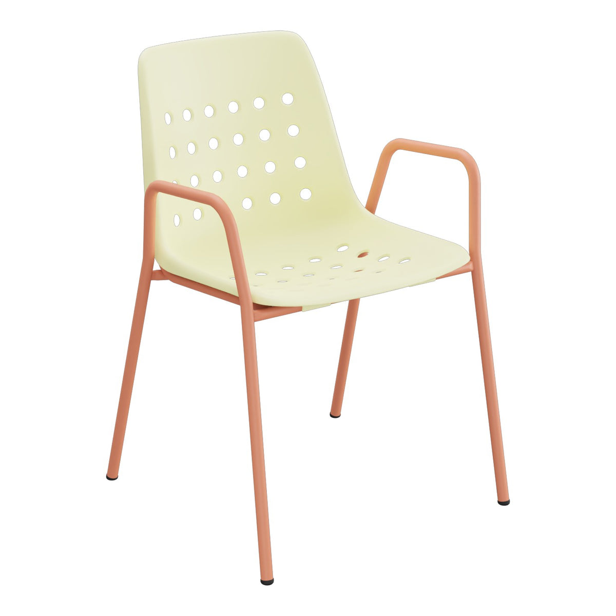 Schaffner Bermuda Fauteuil repas avec accoudoirs tubes ronds – Jaune Buis 18 / Terracotta 84