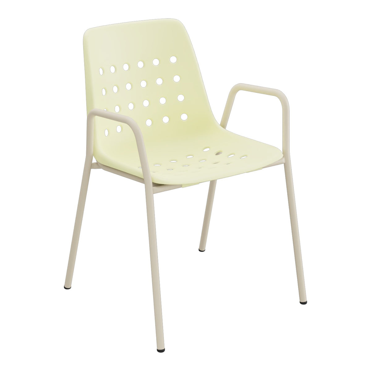 Schaffner Bermuda Fauteuil repas avec accoudoirs tubes ronds – Jaune Buis 18 / Champagne 85