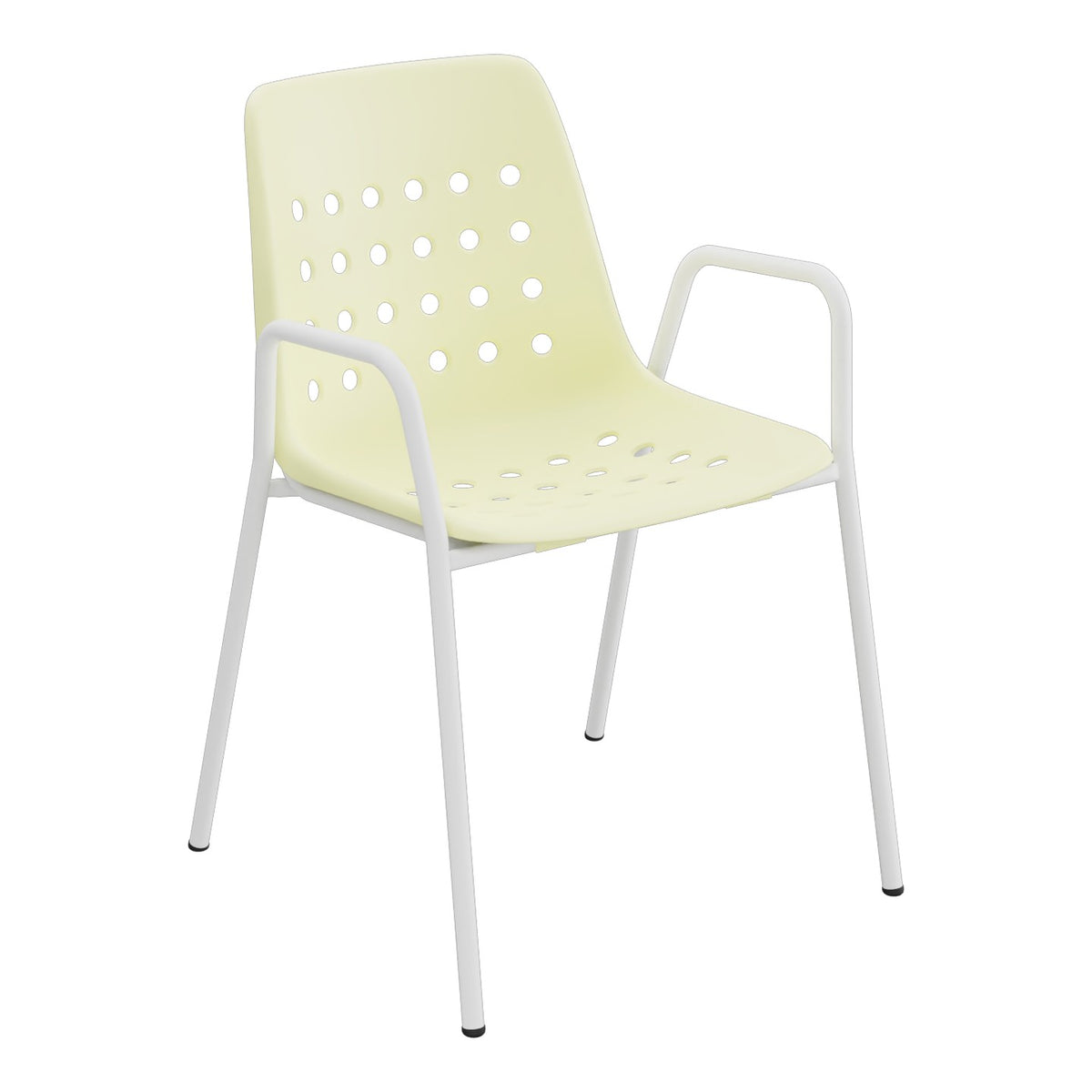 Schaffner Bermuda Fauteuil repas avec accoudoirs tubes ronds – Jaune Buis 18 / Blanc 90