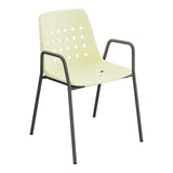 Schaffner Bermuda Fauteuil repas avec accoudoirs tubes ronds – Jaune Buis 18 / Noir 91