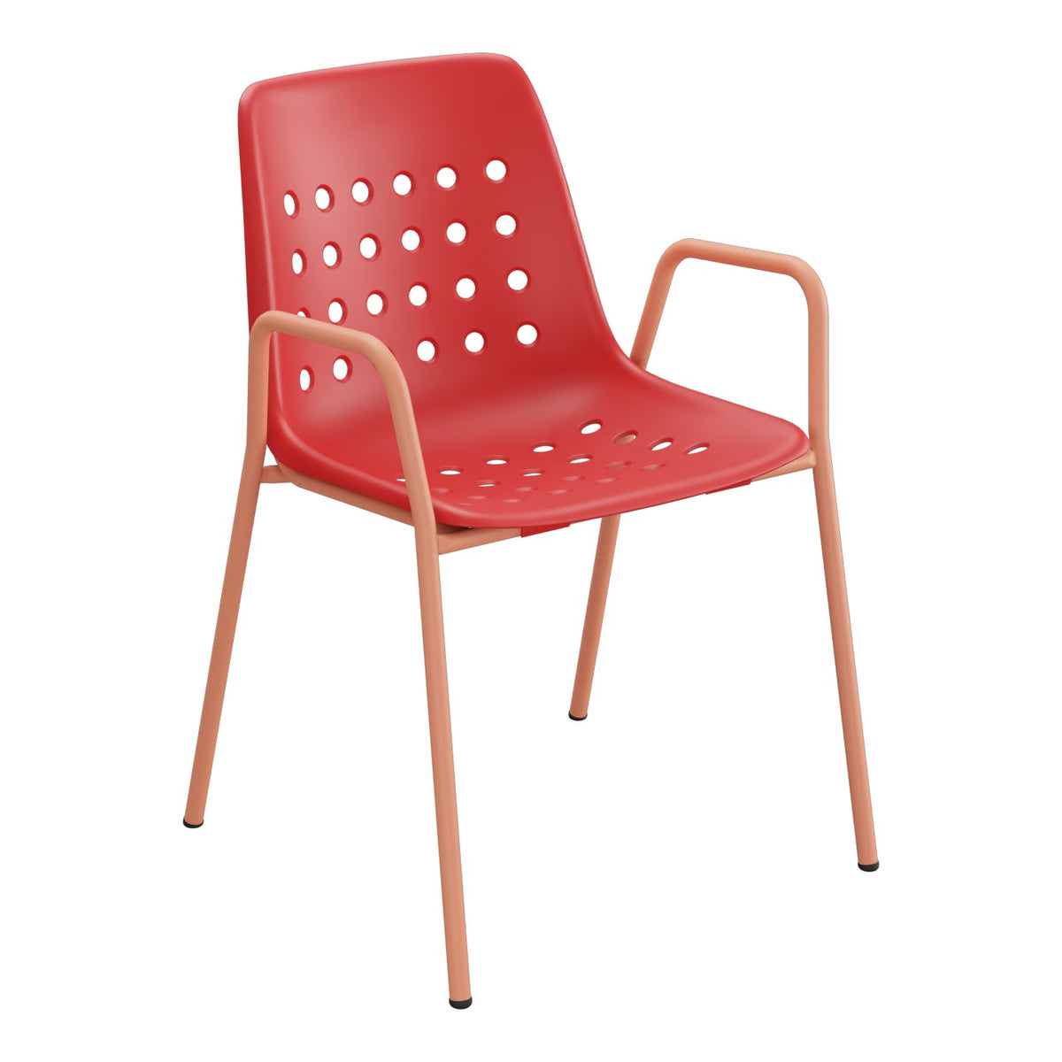 Schaffner Bermuda Fauteuil repas avec accoudoirs tubes ronds – Rouge 30 / Terracotta 84