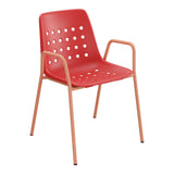 Schaffner Bermuda Fauteuil repas avec accoudoirs tubes ronds – Rouge 30 / Terracotta 84
