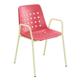 Schaffner Bermuda Fauteuil repas avec accoudoirs tubes ronds – Rouge Érable 33 / Jaune Buis 18