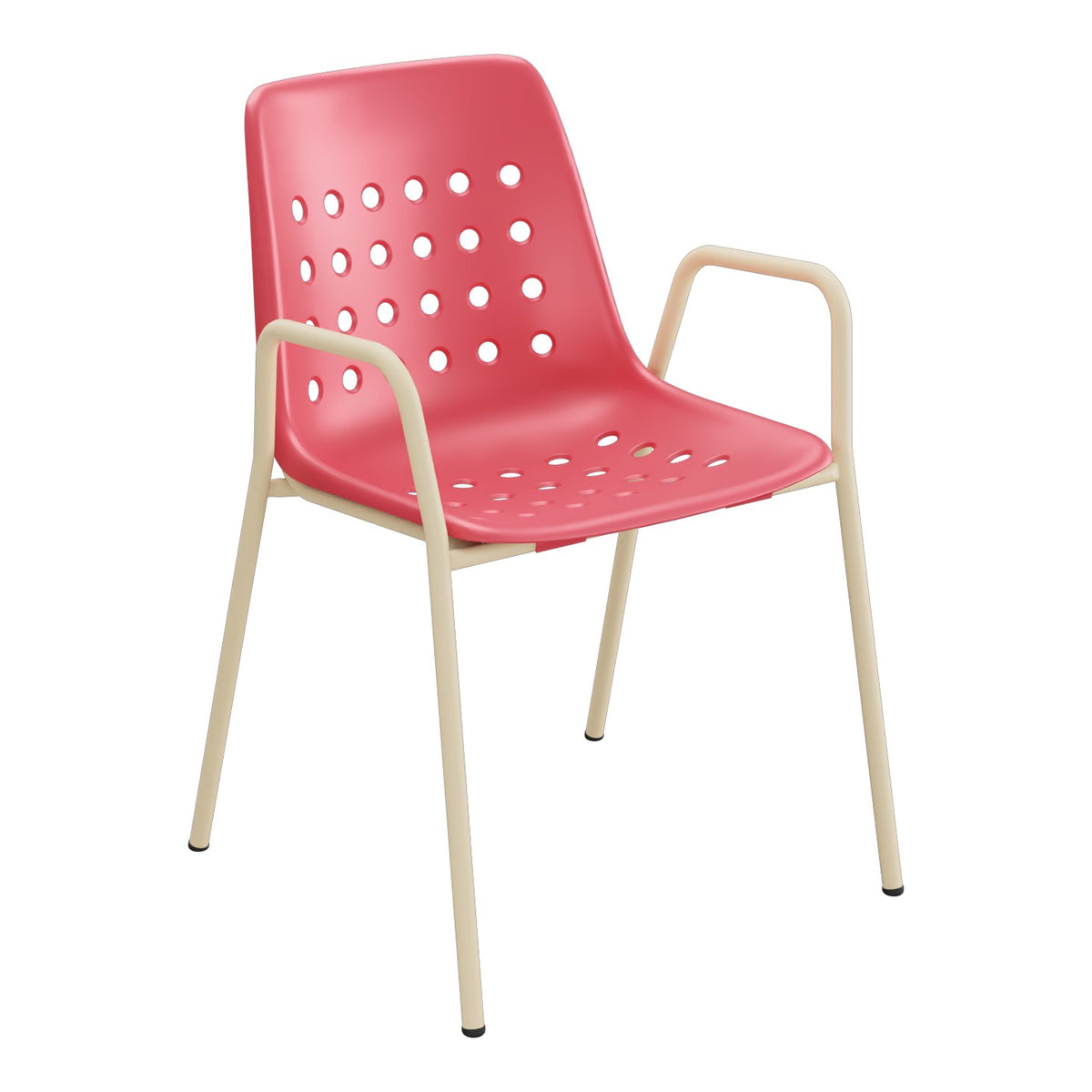 Schaffner Bermuda Fauteuil repas avec accoudoirs tubes ronds – Rouge Érable 33 / Marron Pastel 83