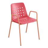 Schaffner Bermuda Fauteuil repas avec accoudoirs tubes ronds – Rouge Érable 33 / Terracotta 84