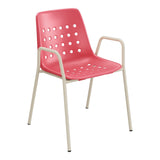 Schaffner Bermuda Fauteuil repas avec accoudoirs tubes ronds – Rouge Érable 33 / Champagne 85