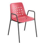 Schaffner Bermuda Fauteuil repas avec accoudoirs tubes ronds – Rouge Érable 33 / Noir 91