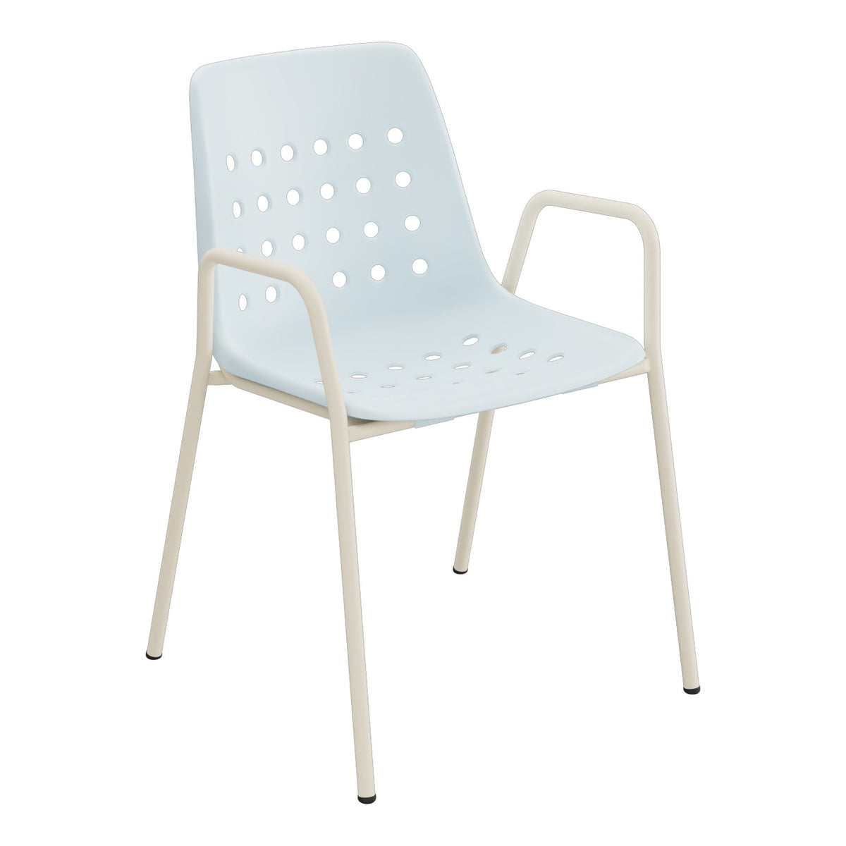 Schaffner Bermuda Fauteuil repas avec accoudoirs tubes ronds – Bleu Pastel 51 / Sable Pastel 15