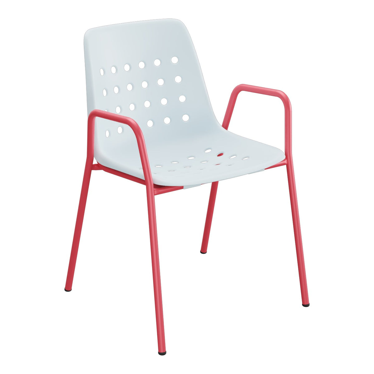 Schaffner Bermuda Fauteuil repas avec accoudoirs tubes ronds – Bleu Pastel 51 / Rouge Érable 33