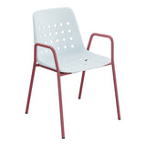 Schaffner Bermuda Fauteuil repas avec accoudoirs tubes ronds – Bleu Pastel 51 / Bordeaux 38