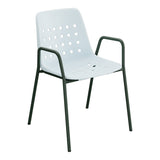 Schaffner Bermuda Fauteuil repas avec accoudoirs tubes ronds – Bleu Pastel 51 / Vert Sapin 66