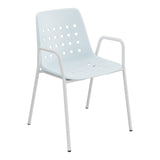 Schaffner Bermuda Fauteuil repas avec accoudoirs tubes ronds – Bleu Pastel 51 / Gris Argent 78