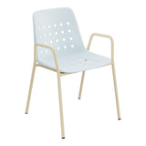 Schaffner Bermuda Fauteuil repas avec accoudoirs tubes ronds – Bleu Pastel 51 / Marron Pastel 83