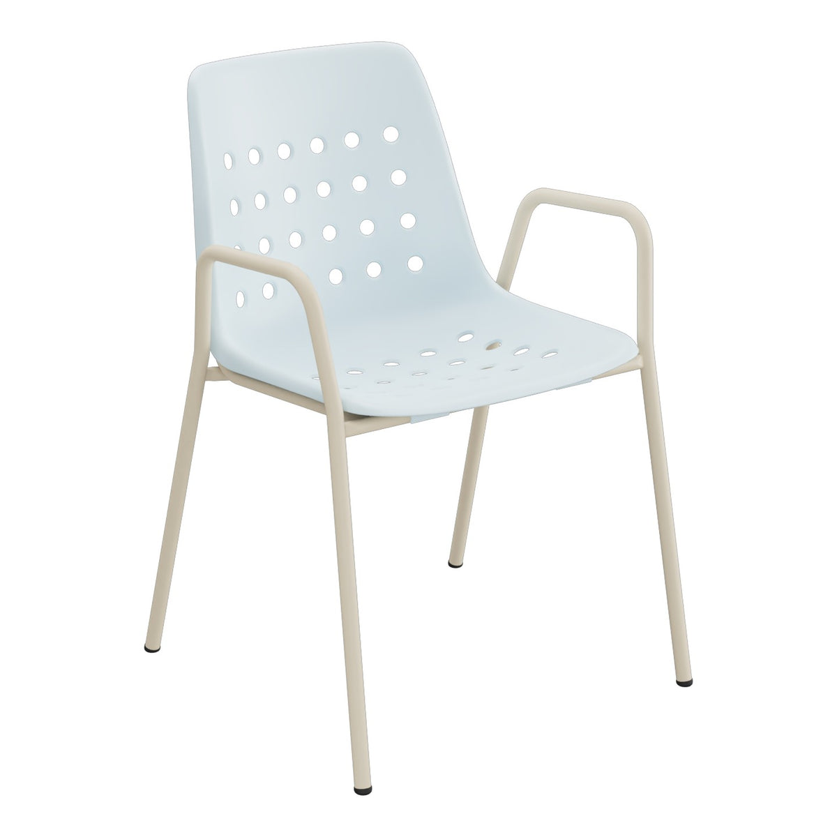 Schaffner Bermuda Fauteuil repas avec accoudoirs tubes ronds – Bleu Pastel 51 / Champagne 85