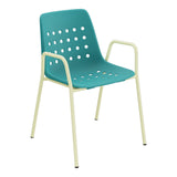 Schaffner Bermuda Fauteuil repas avec accoudoirs tubes ronds – Bleu Kali 56 / Jaune Buis 18