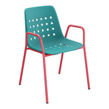 Schaffner Bermuda Fauteuil repas avec accoudoirs tubes ronds – Bleu Kali 56 / Rouge Érable 33