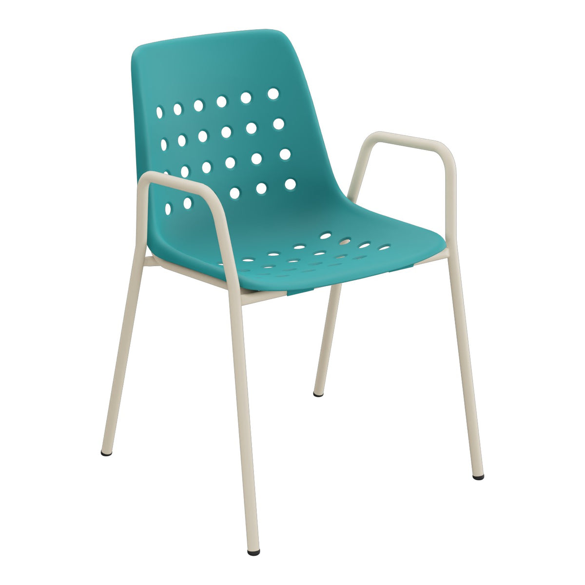 Schaffner Bermuda Fauteuil repas avec accoudoirs tubes ronds – Bleu Kali 56 / Champagne 85