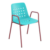 Schaffner Bermuda Fauteuil repas avec accoudoirs tubes ronds – Turquoise 58 / Bordeaux 38