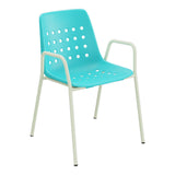 Schaffner Bermuda Fauteuil repas avec accoudoirs tubes ronds – Turquoise 58 / Vert Pastel 64