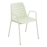 Schaffner Bermuda Fauteuil repas avec accoudoirs tubes ronds – Vert Pastel 64 / Sable Pastel 15