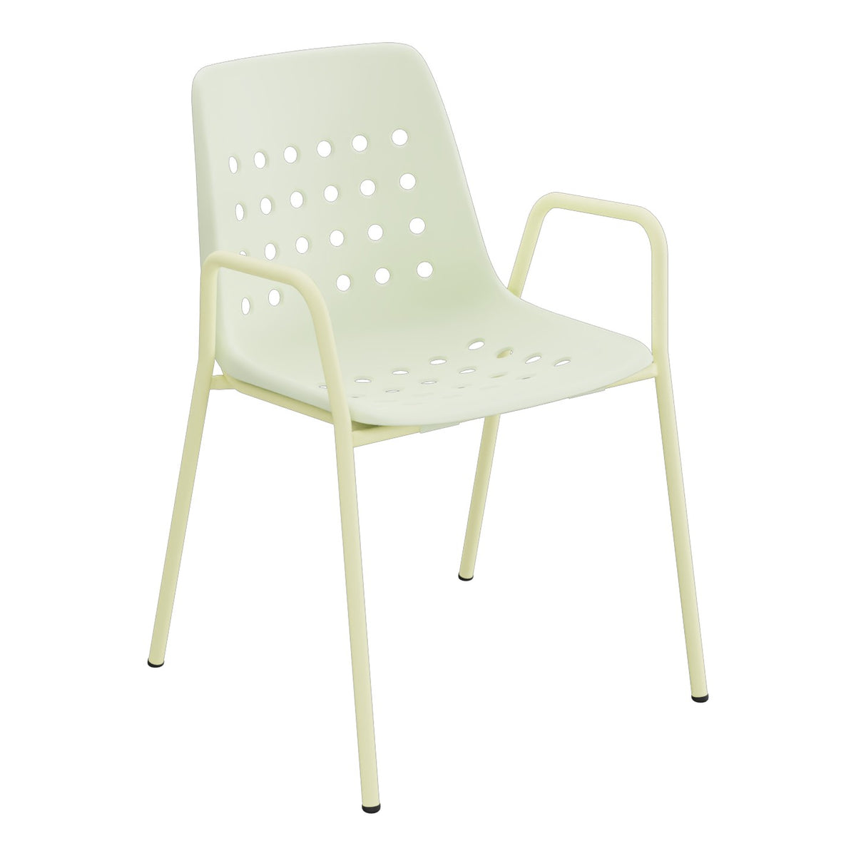 Schaffner Bermuda Fauteuil repas avec accoudoirs tubes ronds – Vert Pastel 64 / Jaune Buis 18