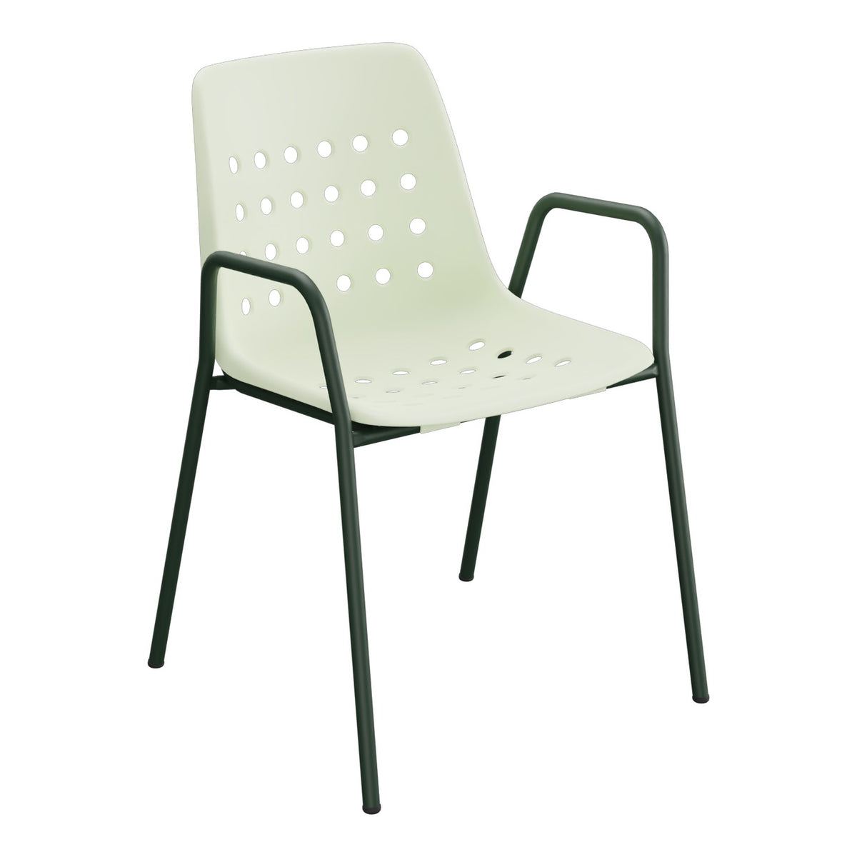 Schaffner Bermuda Fauteuil repas avec accoudoirs tubes ronds – Vert Pastel 64 / Vert Sapin 66