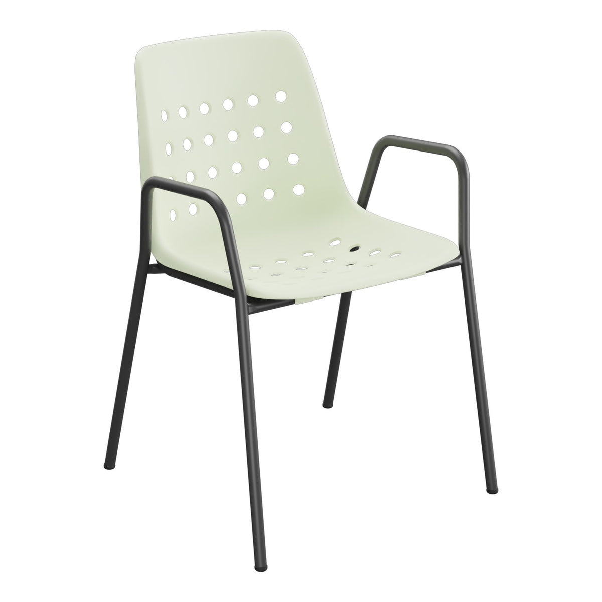 Schaffner Bermuda Fauteuil repas avec accoudoirs tubes ronds – Vert Pastel 64 / Anthracite 77