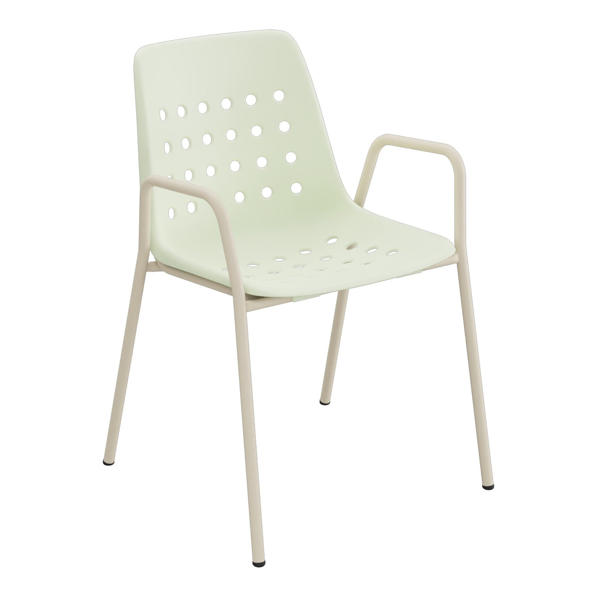Schaffner Bermuda Fauteuil repas avec accoudoirs tubes ronds – Vert Pastel 64 / Champagne 85