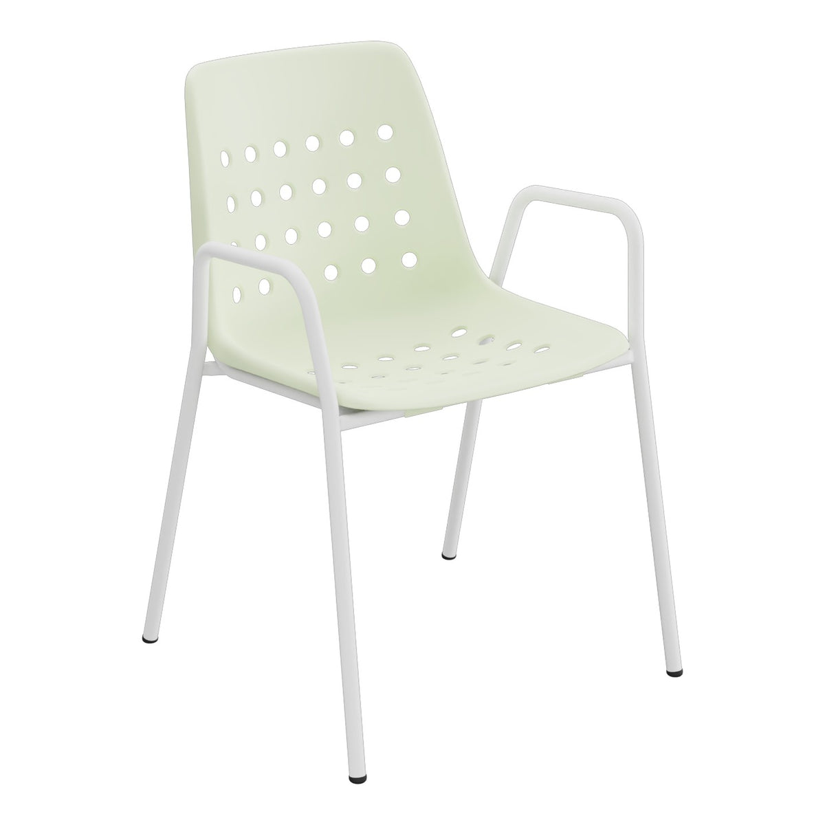 Schaffner Bermuda Fauteuil repas avec accoudoirs tubes ronds – Vert Pastel 64 / Blanc 90