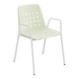 Schaffner Bermuda Fauteuil repas avec accoudoirs tubes ronds – Vert Pastel 64 / Blanc 90