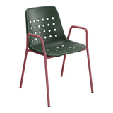 Schaffner Bermuda Fauteuil repas avec accoudoirs tubes ronds – Vert Sapin 66 / Bordeaux 38