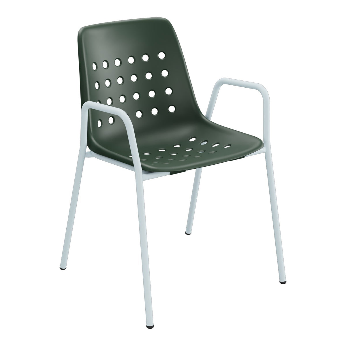 Schaffner Bermuda Fauteuil repas avec accoudoirs tubes ronds – Vert Sapin 66 / Bleu Pastel 51