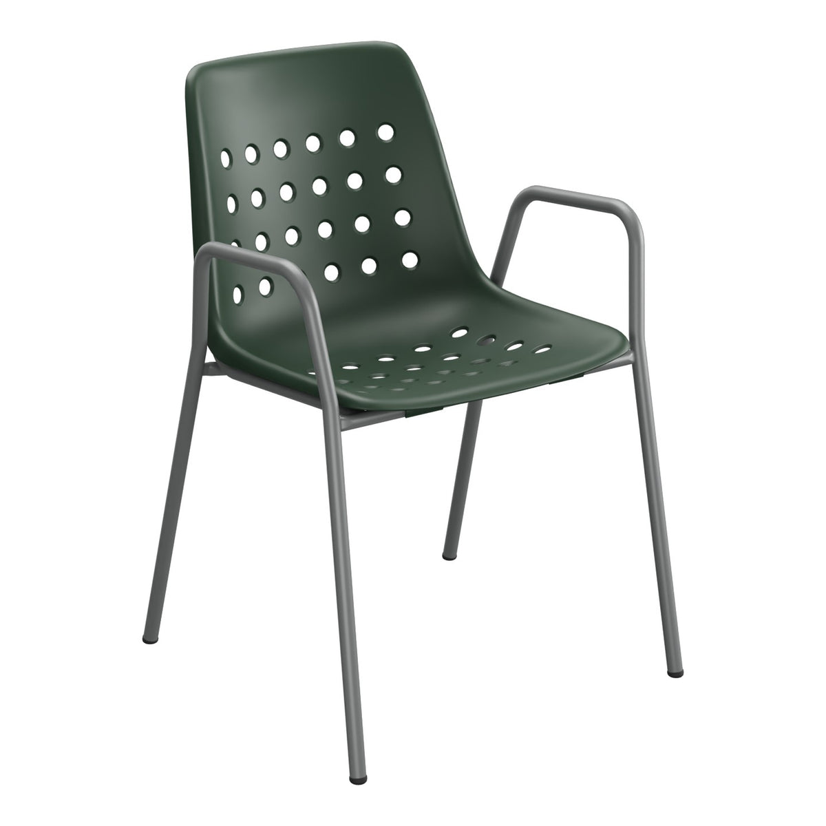 Schaffner Bermuda Fauteuil repas avec accoudoirs tubes ronds – Vert Sapin 66 / Graphite 73