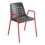 Schaffner Bermuda Fauteuil repas avec accoudoirs tubes ronds – Anthracite 77 / Rouge 30