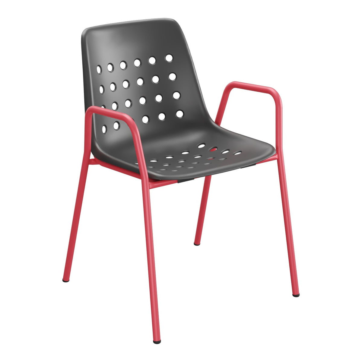 Schaffner Bermuda Fauteuil repas avec accoudoirs tubes ronds – Anthracite 77 / Rouge Érable 33
