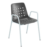 Schaffner Bermuda Fauteuil repas avec accoudoirs tubes ronds – Anthracite 77 / Bleu Pastel 51