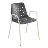 Schaffner Bermuda Fauteuil repas avec accoudoirs tubes ronds – Anthracite 77 / Vert Pastel 64